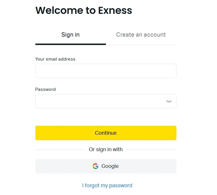 Exness login
